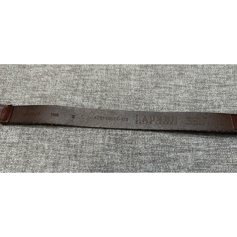Women's Ralph Lauren Brown Leather Belt Unique Odd Size Medium Adjustable - Picture 4 of 4